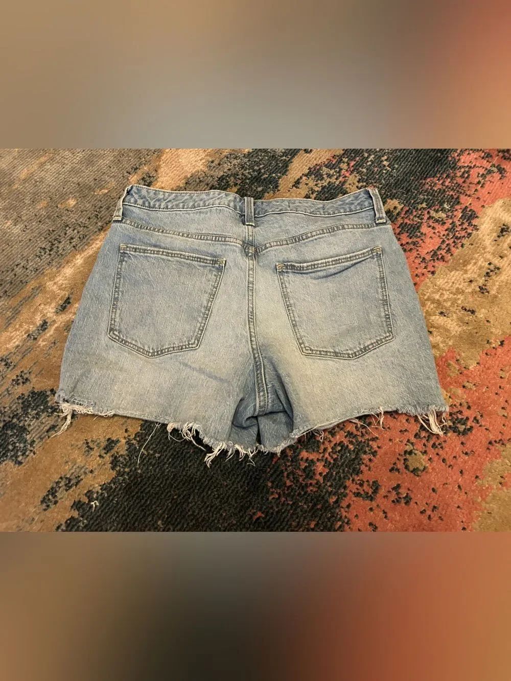 Universal Thread Light Blue Distressed Denim Button-Fly Shorts - Picture 3 of 4